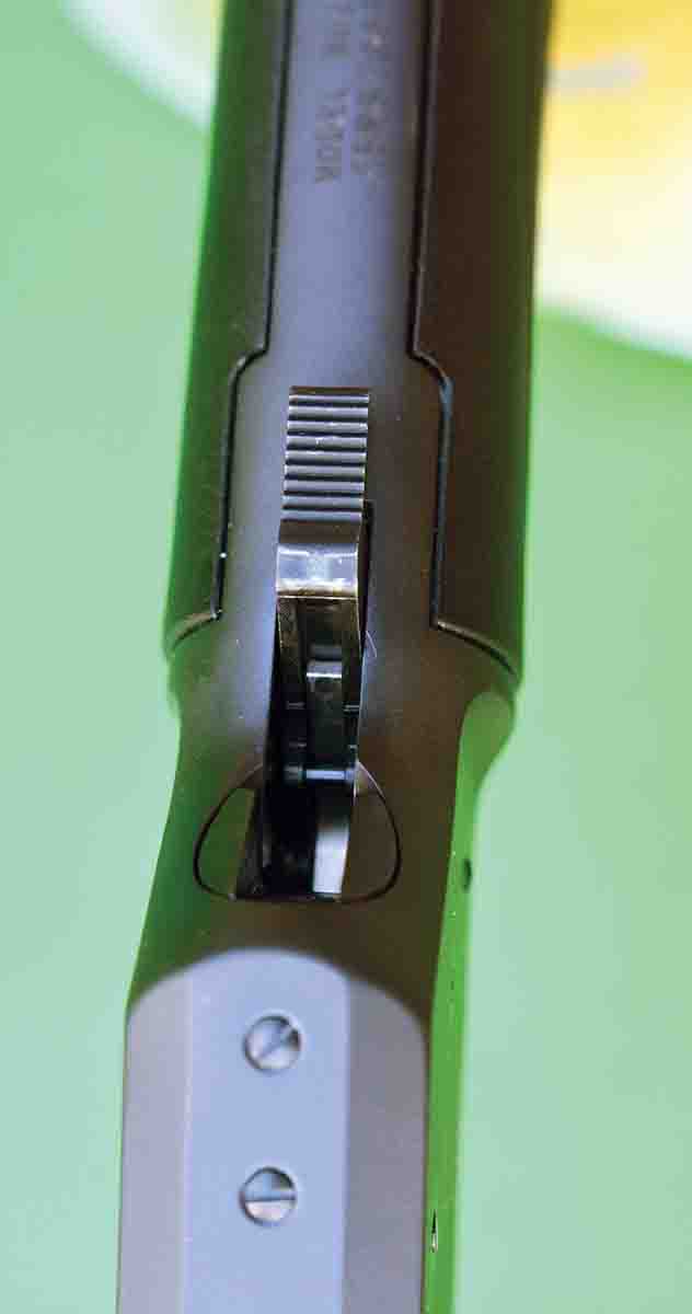 The Big Boy X Model features a hammer-mounted transfer bar that allows a cartridge to be carried in the chamber, but it is not automatic and it is suggested to read the text to understand proper operation.